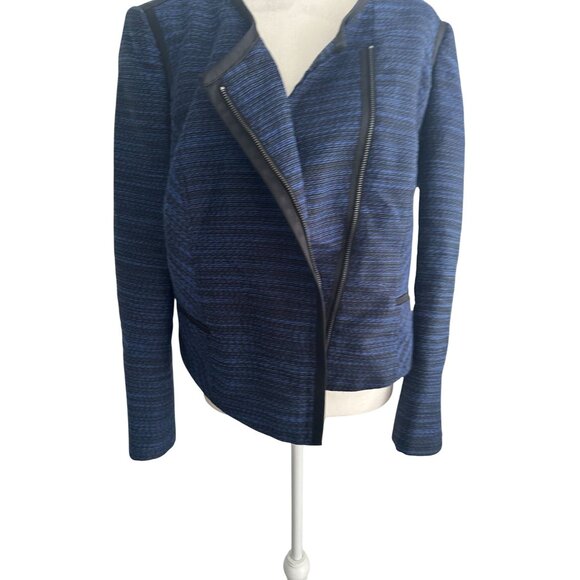 MARY KAY for Twinhill  Blue Black Knit Jacket Dress Blazer Size 14 - Picture 5 of 7